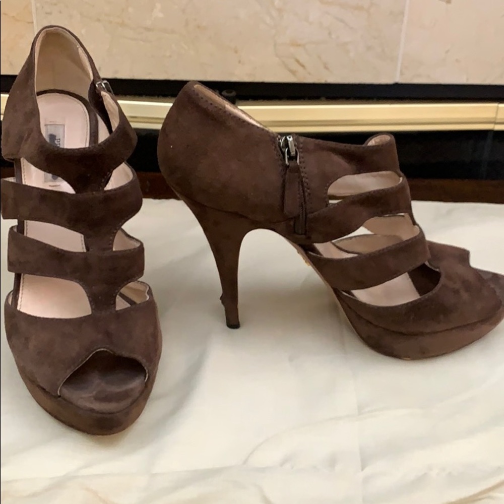 Prada Brown Suede Platform 39 1/2